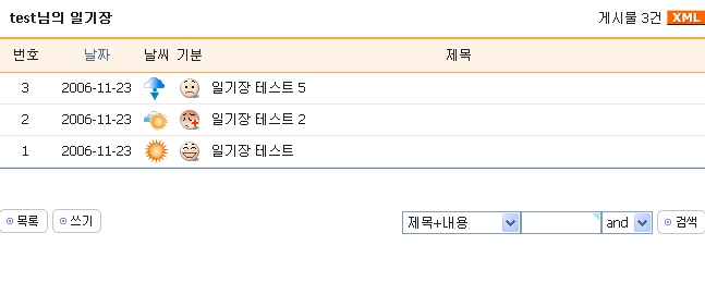 개인용 일기장의 리스트