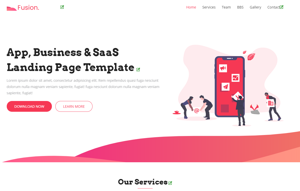 게시판과 갤러리가 있는 원페이지 테마